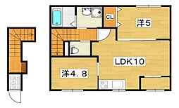 バックパレス香里 2LDKの間取図画像