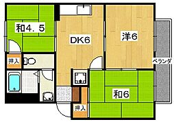 JA平尾ハイツ 3DKの間取図画像