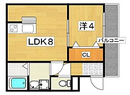 ウィンドヒル御殿山2 1LDKの間取図画像