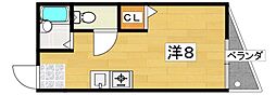 シャンテー甲斐田 ワンルームの間取図画像
