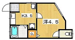 タナカハイツ 1Kの間取図画像