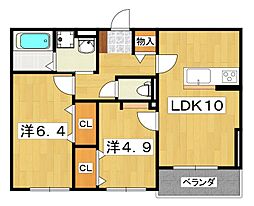 エスポワール 2LDKの間取図画像
