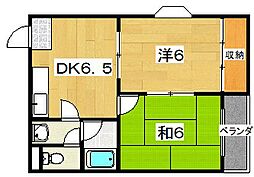 グレイス東香里 2DKの間取図画像