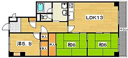 枚方セントラルハイツ 3LDKの間取図画像