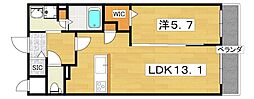 アンシャンテ岡本町 1LDKの間取図画像