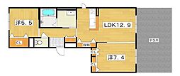 シャーメゾン桜丘1 2LDKの間取図画像