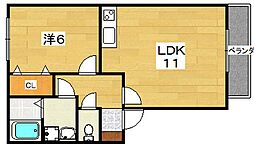 メゾンクリザンテム 1LDKの間取図画像