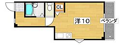 シャンテー甲斐田 ワンルームの間取図画像