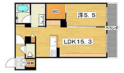 メゾンドジン 1LDKの間取図画像