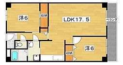 香里園ヒルズ 2LDKの間取図画像