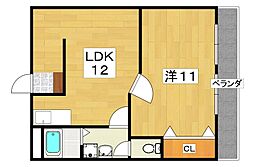 レジデンス松栄 1LDKの間取図画像