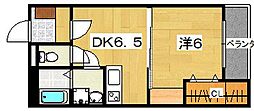 レシェンテ光洋 1DKの間取図画像