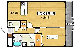 S-CUBE長尾 2階1LDKの間取り