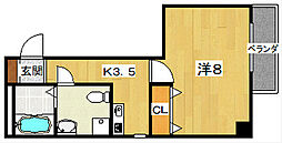 津田西TNビル 5階1Kの間取り
