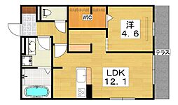 プレミール雅 1LDKの間取図画像