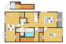 クラール倉治C 2LDKの間取図画像
