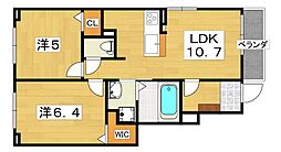 クラール倉治D 2LDKの間取図画像