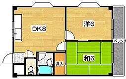 金森マンション 2DKの間取図画像