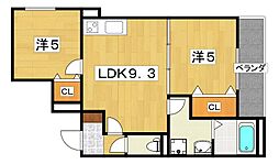 クリエオーレ星田 2LDKの間取図画像