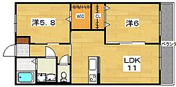 サンパティオ 2LDKの間取図画像