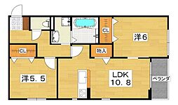 シュロス 2LDKの間取図画像