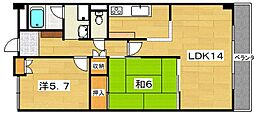 アルカーサル星田 2LDKの間取図画像