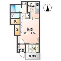 フリージア 1Kの間取図画像