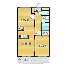 ベルフォーレ緑町 2LDKの間取図画像