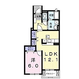エルヴェールB 1LDKの間取図画像