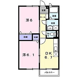 ヴェルドミール 2DKの間取図画像