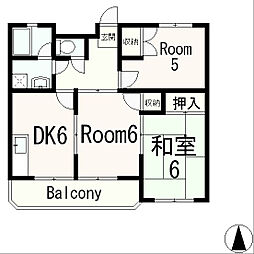 ファミールSANSE 3階3DKの間取り