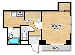 クッキィーセタ 3階1Kの間取り