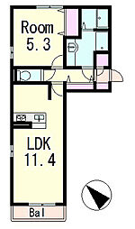 Blezio7 3階1LDKの間取り