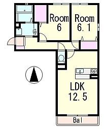 Casa raffine 瀬田 B 1階2LDKの間取り