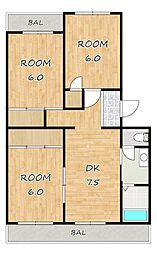 マンションきよし 3DKの間取図画像