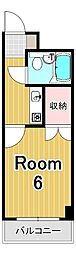 コーポ朝倉 1Kの間取図画像