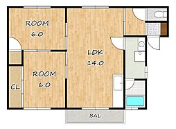 ホワイトレーク瀬田 2LDKの間取図画像