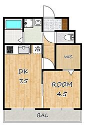 セヴェルセタ4 1DKの間取図画像