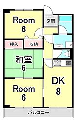 クレール弐番館 3DKの間取図画像