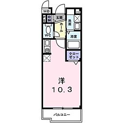 カルムアビタシオン大将軍 ワンルームの間取図画像