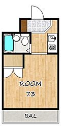 プランドール瀬田 1Kの間取図画像