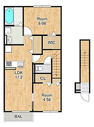 フラン瀬田A棟 2LDKの間取図画像