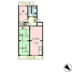 チュリス石山 4階3LDKの間取り