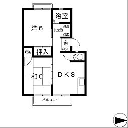 JR東海道・山陽本線 石山駅 4.4kmの賃貸アパート 2階2DKの間取り