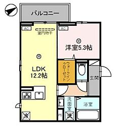 La・Felice（ラ・フェリーチェ） 2階1LDKの間取り