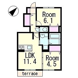 ファミリア 1階2LDKの間取り