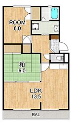 コーポ昂里 2LDKの間取図画像