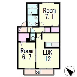カーサグランデ 2LDKの間取図画像