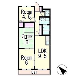 エヴァークレストール 3DKの間取図画像