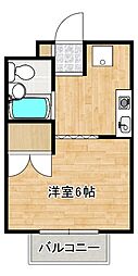 サテンドール草津 1Kの間取図画像
